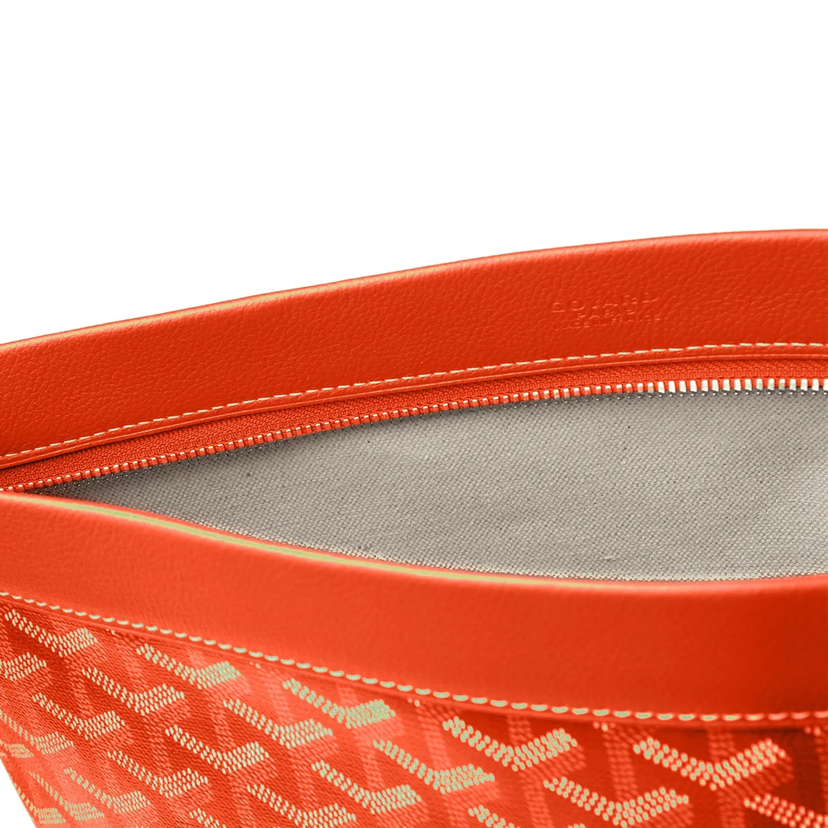 Detail side view of Goyard Conti Orange Pouch